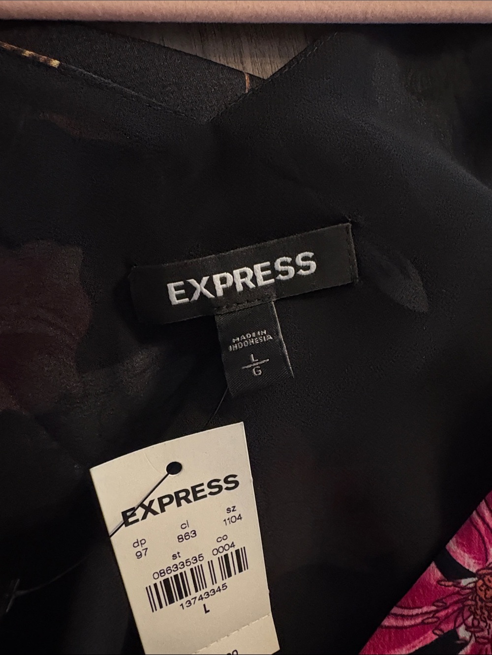 Express Black Floral Cami with Pink & Purple Blooms - Picture 8 of 13